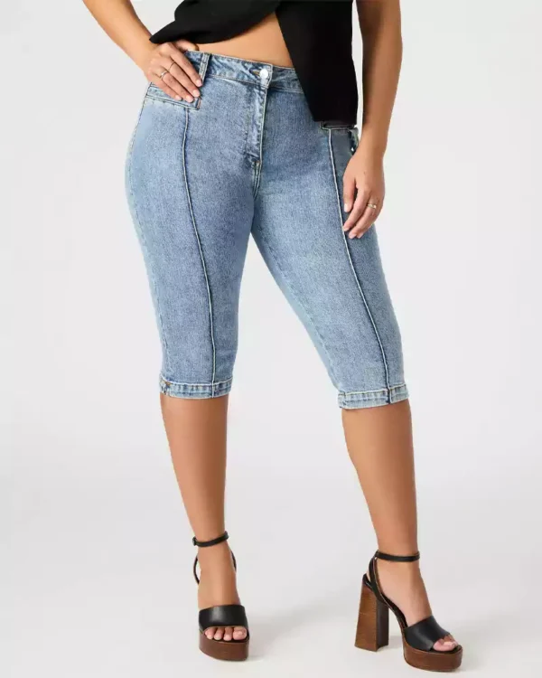 Blue denim capri pants