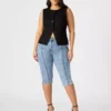 Blue denim capri pants