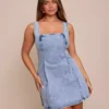 Blue denim mini dress