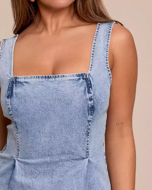 Blue denim mini dress
