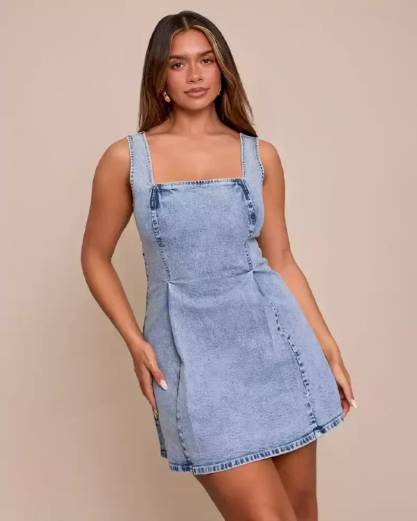 Blue denim mini dress