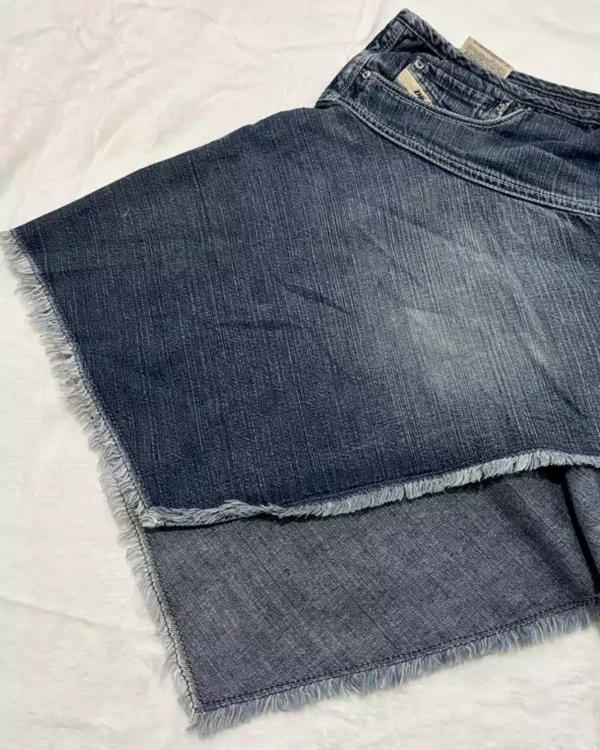 Blue mini denim skirt