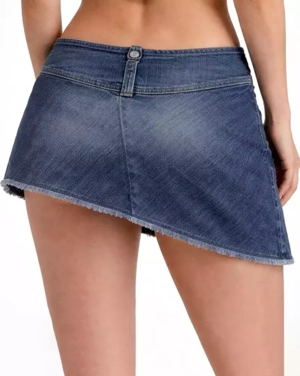 Blue mini denim skirt