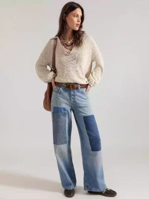 Denim boyfriend jeans for women