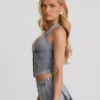 Denim bustier corset top