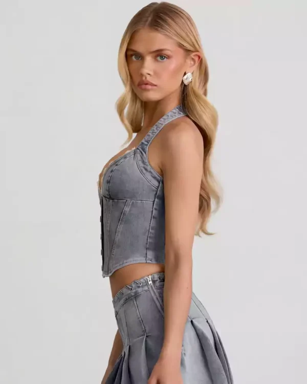 Denim bustier corset top