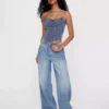 Denim corset tops