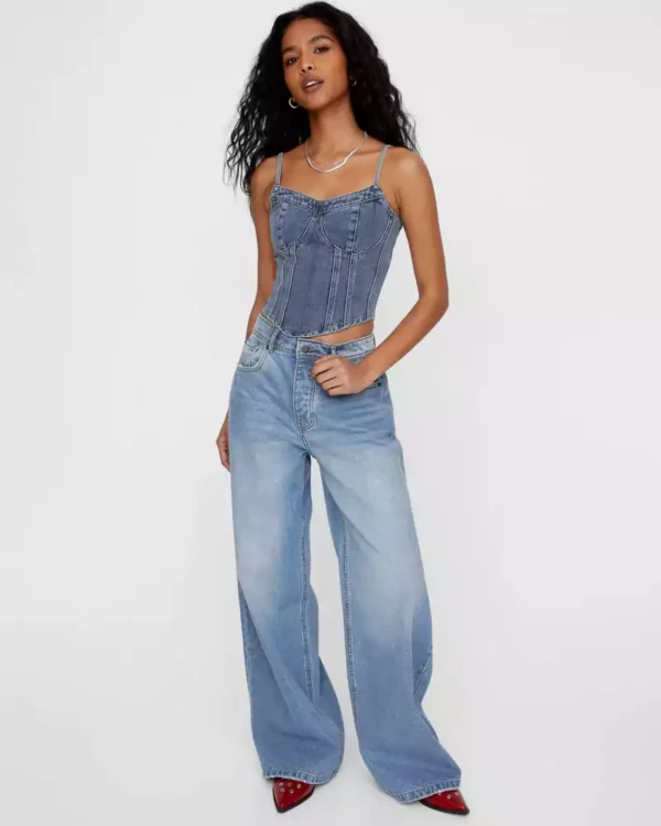Denim corset tops