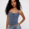 Denim corset tops