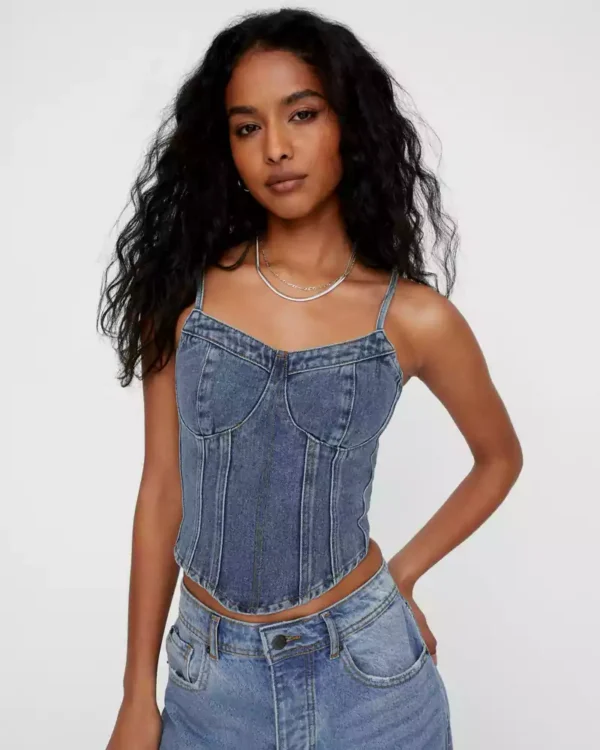 Denim corset tops