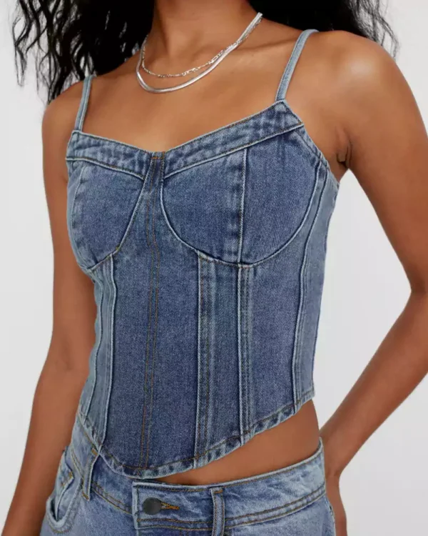 Denim corset tops