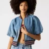 Denim jacket with puff sleeves