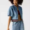 Denim jacket with puff sleeves