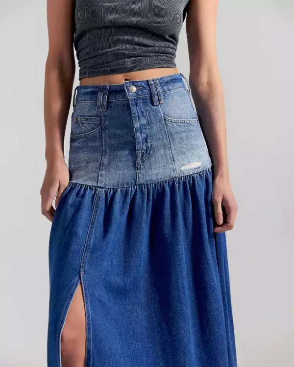 Denim maxi skirt petite