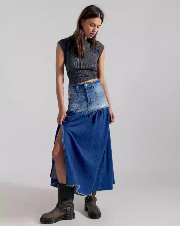 Denim maxi skirt petite