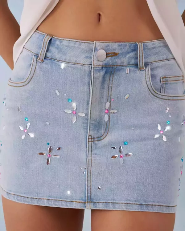 Denim micro mini skirts