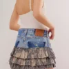 Denim mini skirt with ruffl Denim mini skirt with ruffl