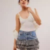 Denim mini skirt with ruffl Denim mini skirt with ruffl