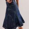 Denim raw hem skirt