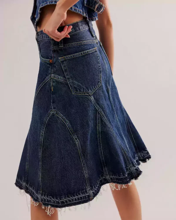 Denim raw hem skirt