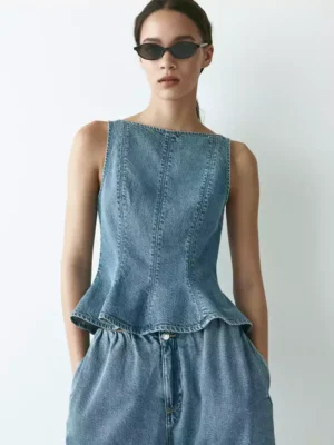 Denim shell tank top
