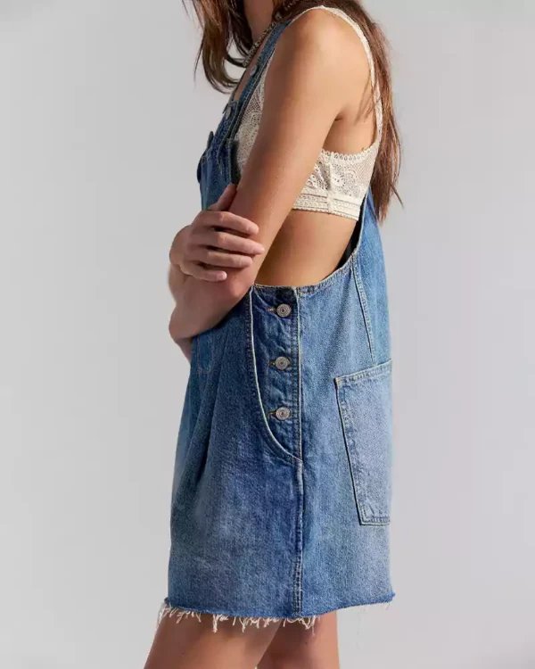 Denim shortalls for women