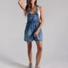 Denim shortalls for women