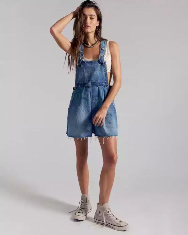 Denim shortalls for women