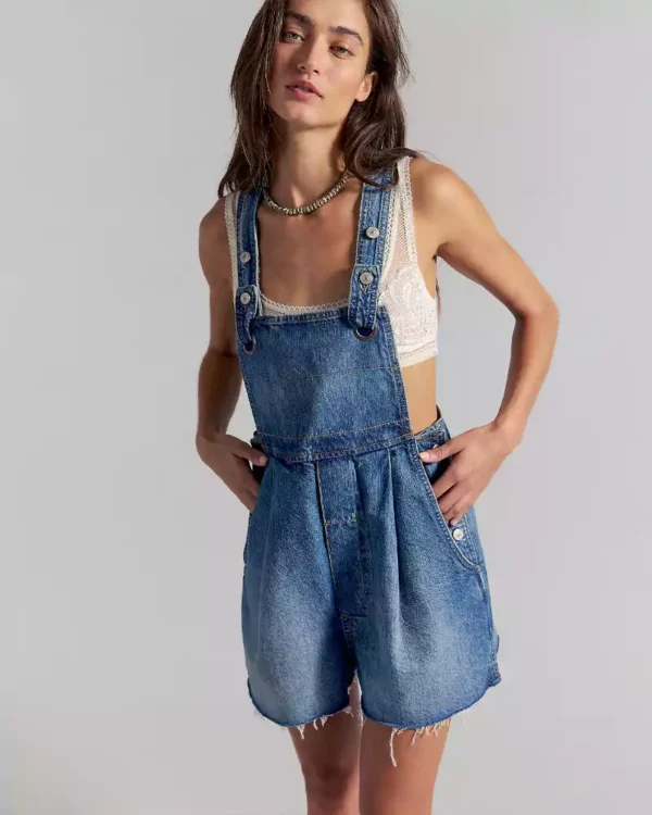 Denim shortalls for women