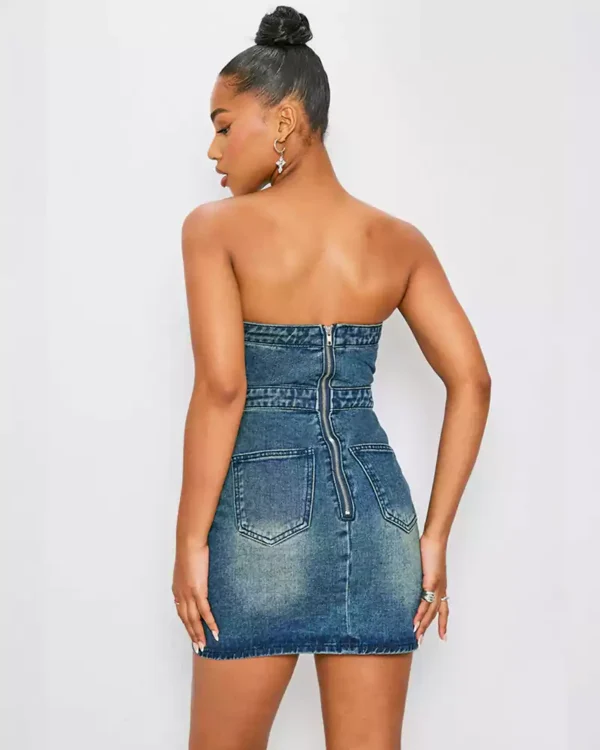 Denim strapless mini dress