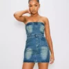 Denim strapless mini dress