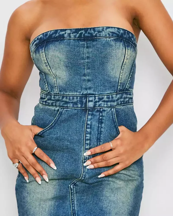 Denim strapless mini dress