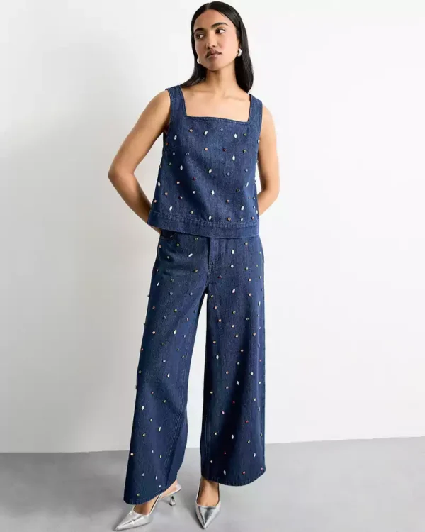 Embellished denim top Embellished denim top