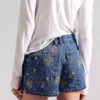 Embroidered denim shorts womens Embroidered denim shorts womens