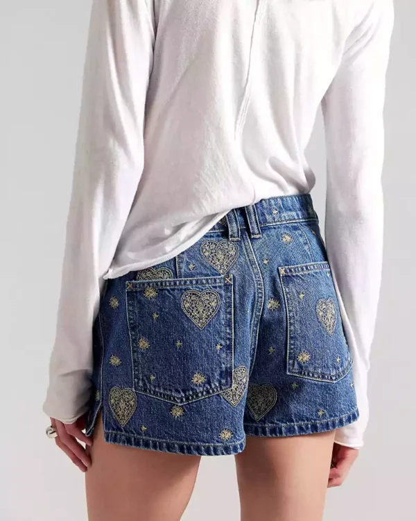 Embroidered denim shorts womens Embroidered denim shorts womens