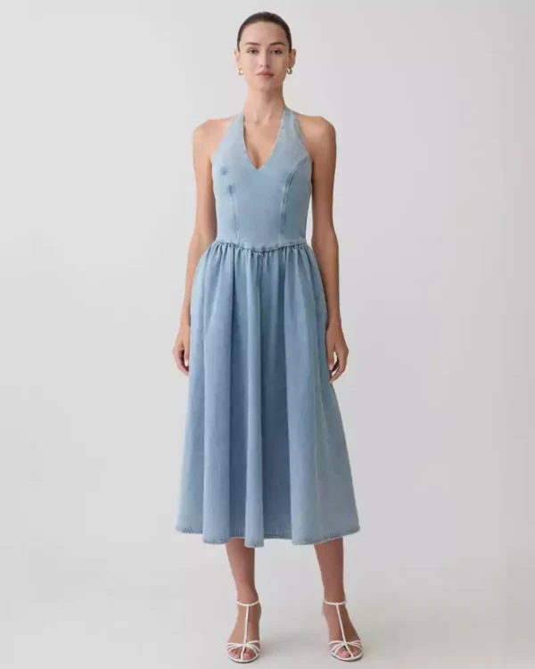 Lightweight denim midi dress