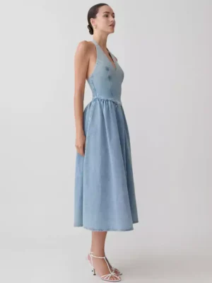 Lightweight denim midi dress