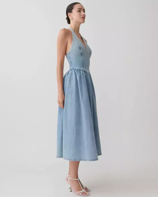 Lightweight denim midi dress