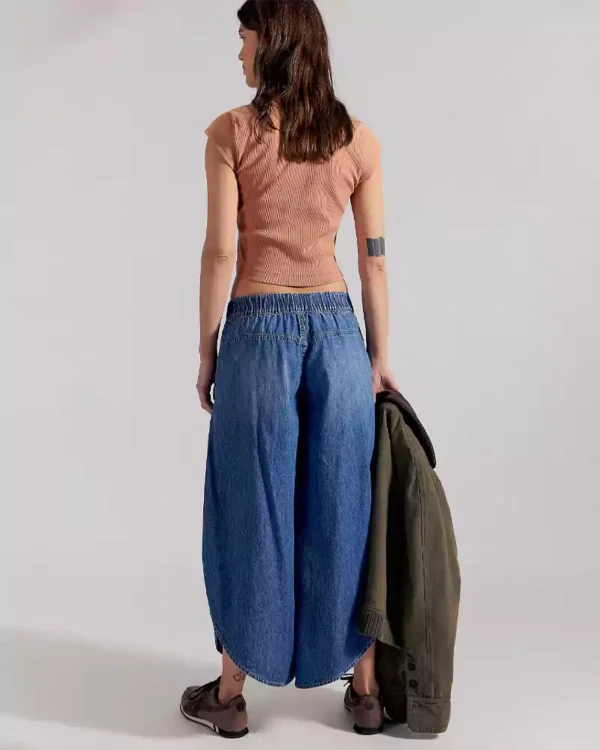 Lightweight denim wide leg jeans