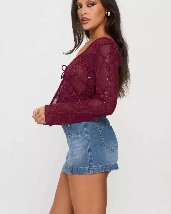 Low rise denim mini skort Low rise denim mini skort