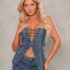 Plus size denim corset top