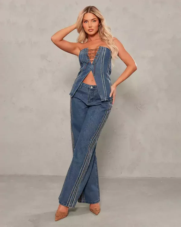 Plus size denim corset top