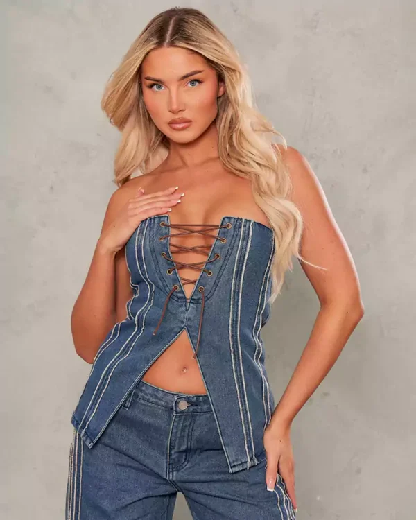 Plus size denim corset top