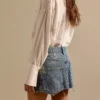 Raw hem denim mini skirt