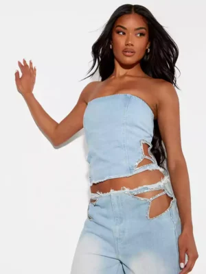 Rhinestone denim vest