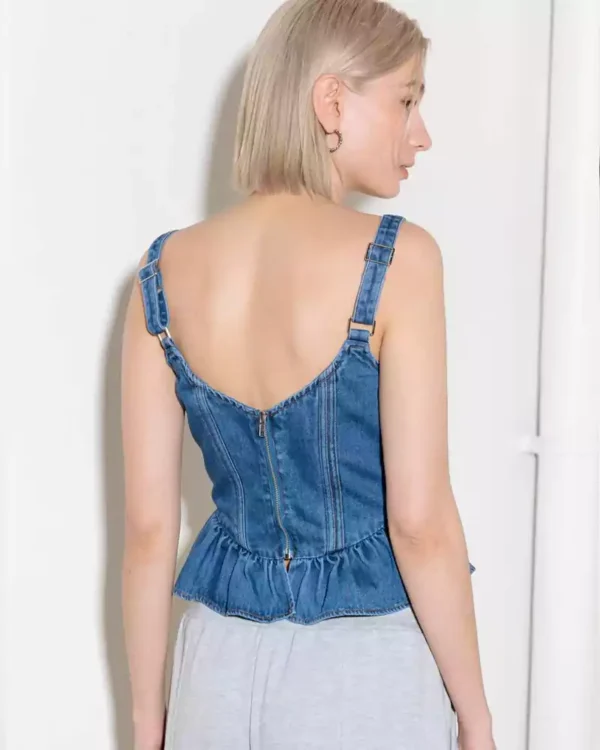 Ruffle denim top