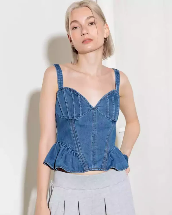 Ruffle denim top