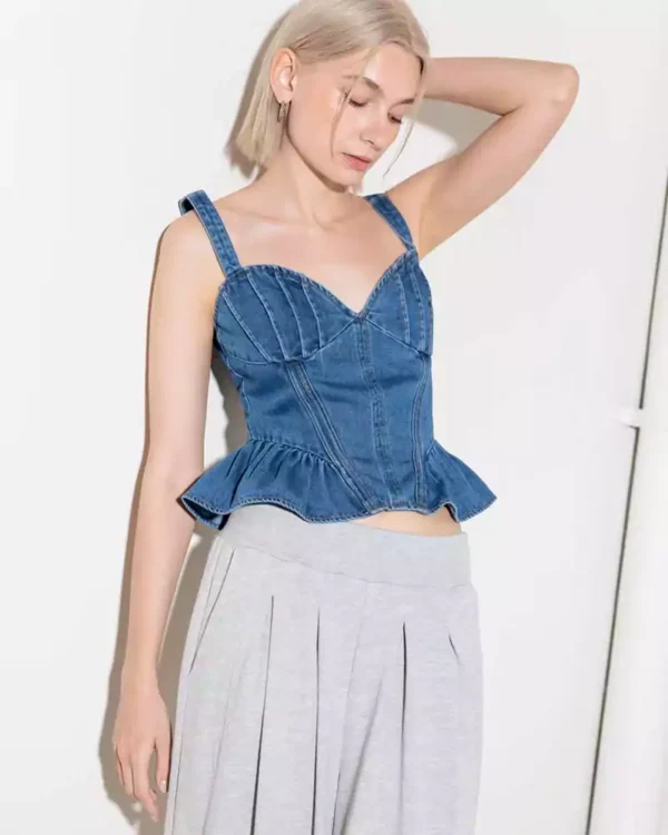 Ruffle denim top
