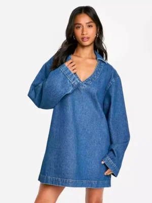 Womens denim shift dress