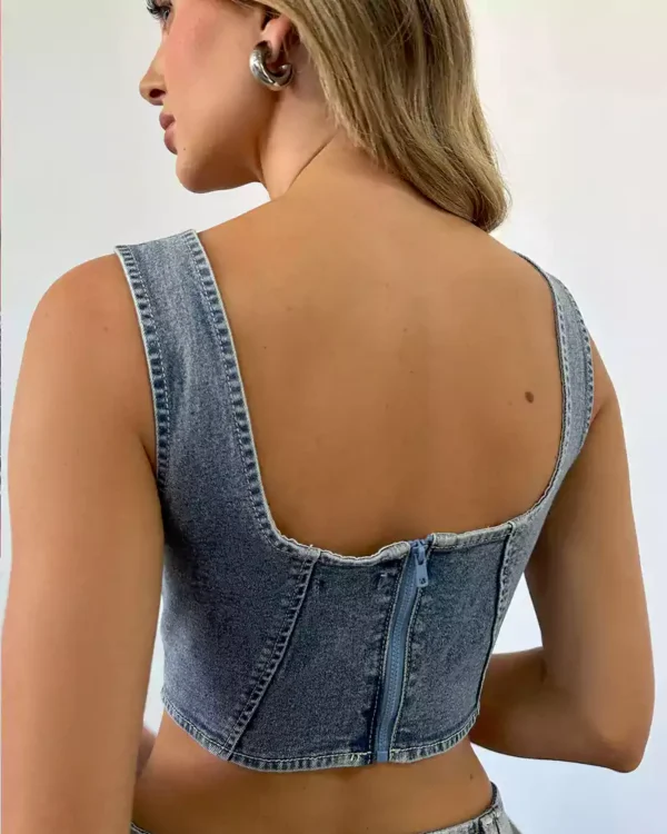 Blue denim corset top